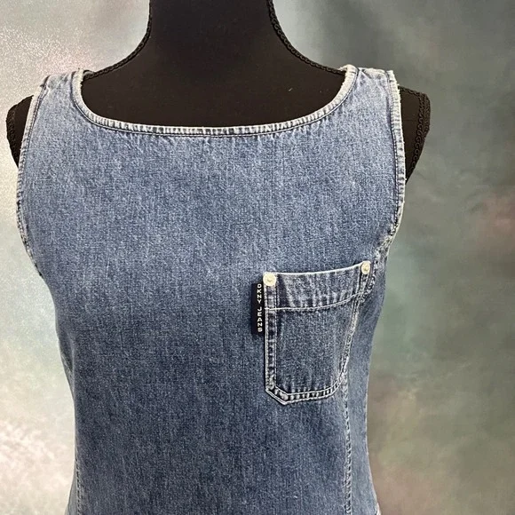 DKNY Jeans Vintage Denim Shift Dress Medium Wash Sleeveless Blue Womens Small - Picture 3 of 7